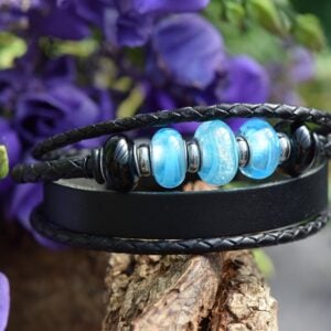 HSLA3044 | Crematie as heren gedenk armband Leder