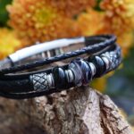 HSLA3043 | Cremation ashes men's memorial bracelet Leather