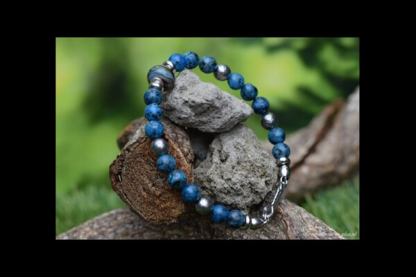 HSNA4020 | Cremation ashes men's memorial bracelet natural stone