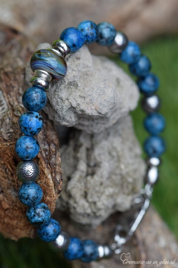 HSNA4020 | Cremation ashes men's memorial bracelet natural stone - Image 5