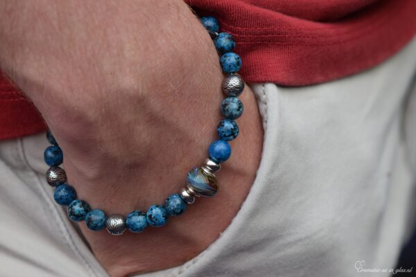 HSNA4020 | Cremation ashes men's memorial bracelet natural stone - Image 6
