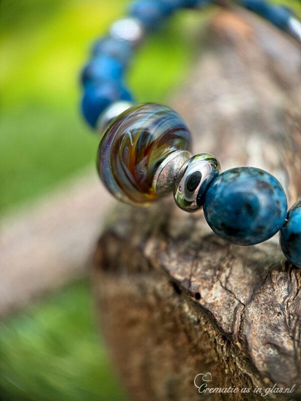 HSNA4020 | Cremation ashes men's memorial bracelet natural stone - Image 7