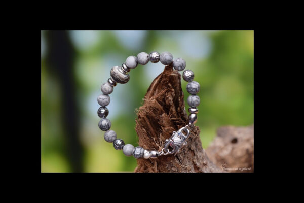 HSNA4021 | Cremation ashes men's memorial bracelet natural stone