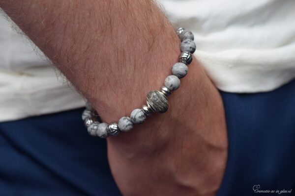 HSNA4021 | Cremation ashes men's memorial bracelet natural stone - Image 2