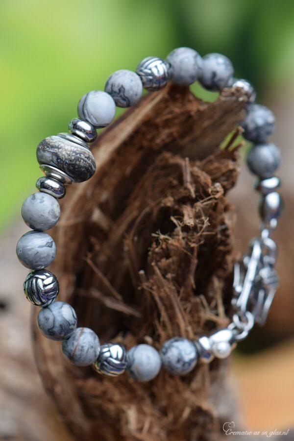 HSNA4021 | Cremation ashes men's memorial bracelet natural stone - Image 3