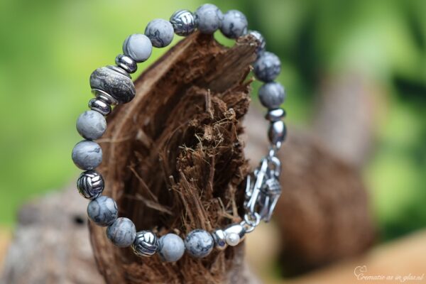 HSNA4021 | Cremation ashes men's memorial bracelet natural stone - Image 4