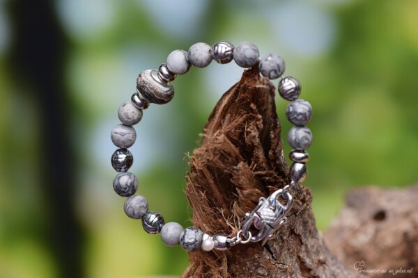 HSNA4021 | Cremation ashes men's memorial bracelet natural stone - Image 7