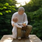 Willow Tree figurine Grandfather and Grandchild – grootvader zit op een bankje