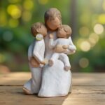 Willow Tree beeldje Quietly met moeder die twee kinderen vasthoudt