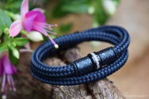 donkerblauwe sailrope heren armband met een crematie-as verwerking