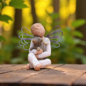 Willow Tree beeldje Angel of comfort met glazen mini-urn voor crematie-as of haarlok